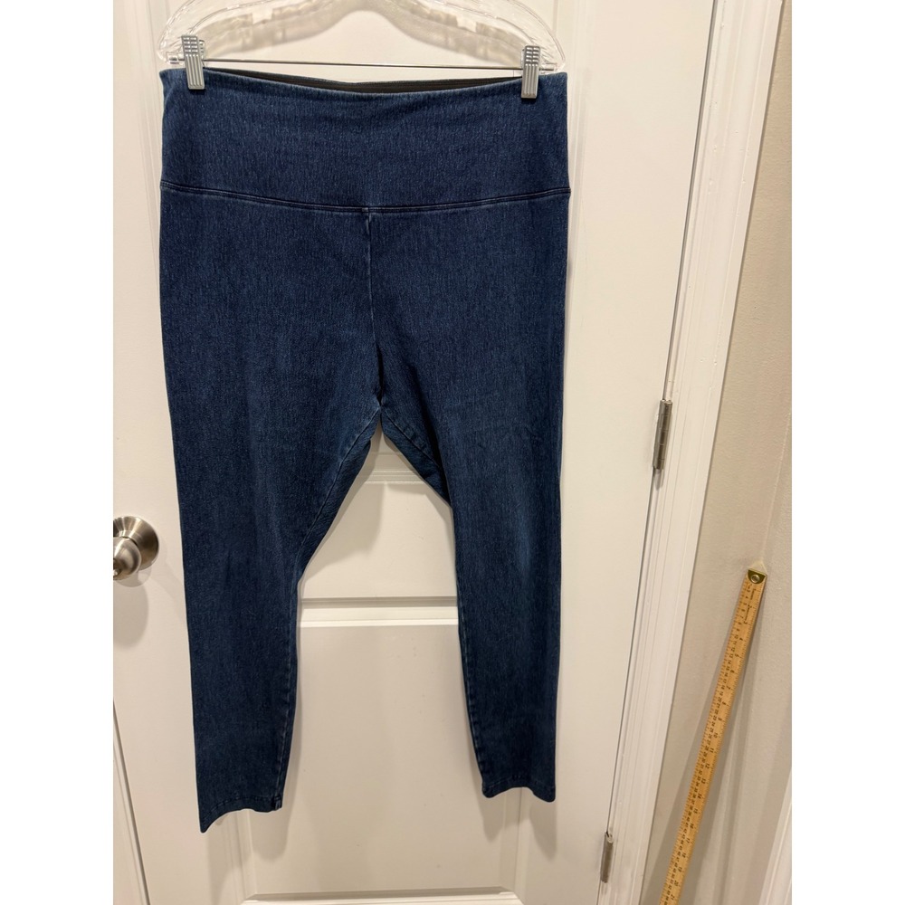 Lysse Womens Denim Leggings High Waist Smoothing Indigo Blue 1X
